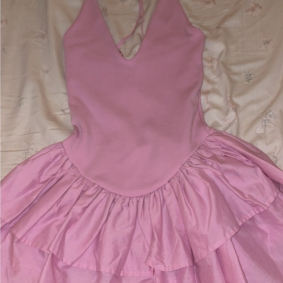 Zara Combination Pink Ruffle Mini Dress - Picture 3 of 3